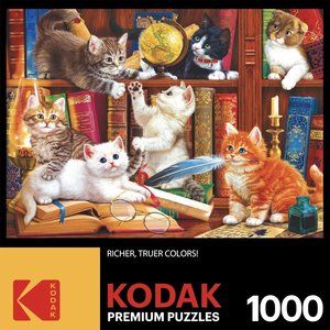 Cra-Z-Art Kodak 1000-Piece Library Mischief Adult Jigsaw Puzzle cat kittens cute